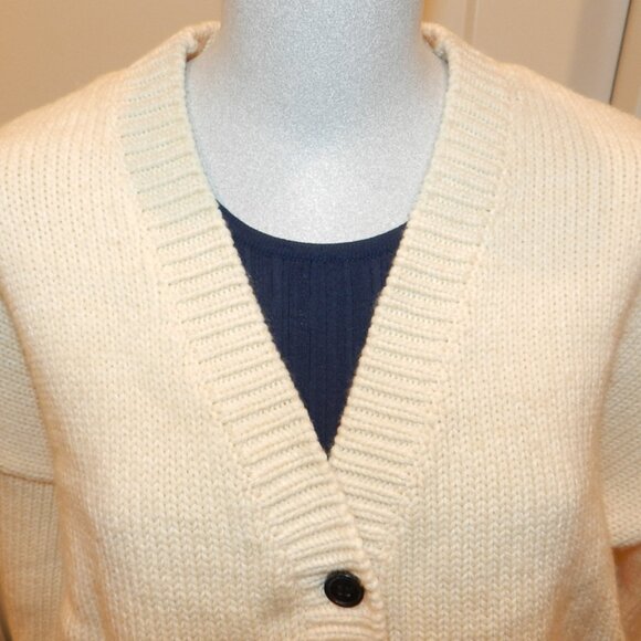 Demylee New York Peyton Wool Cotton Blend Knit Ivory Cream Cardigan Sweater XS - Picture 4 of 15